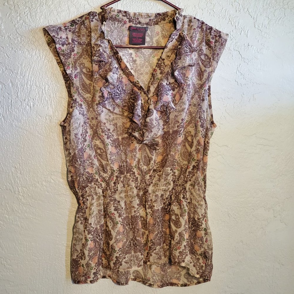 FIRE LOS ANGELES LRG SHEER SHORT SLEEVE BLOUSE